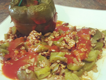 Portabella stuffed peppers